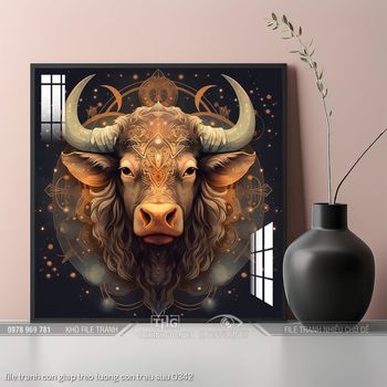 file tranh con giap treo tuong con trau suu 0342