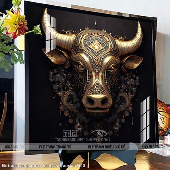 file tranh con giap treo tuong con trau suu 0343