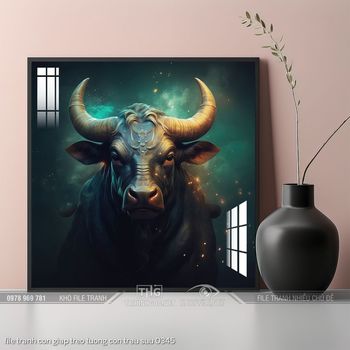 file tranh con giap treo tuong con trau suu 0345