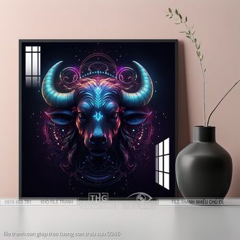 file tranh con giap treo tuong con trau suu 0346