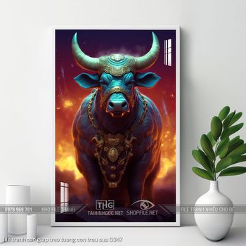 file tranh con giap treo tuong con trau suu 0347