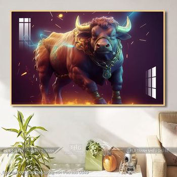 file tranh con giap treo tuong con trau suu 0349