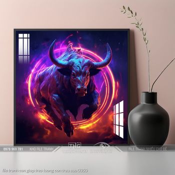 file tranh con giap treo tuong con trau suu 0350