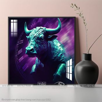 file tranh con giap treo tuong con trau suu 0351