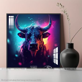 file tranh con giap treo tuong con trau suu 0353