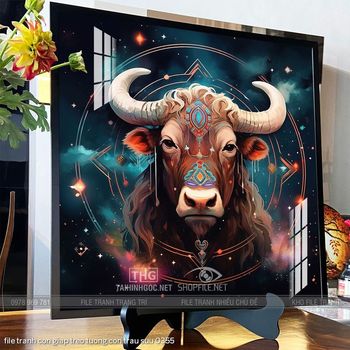 file tranh con giap treo tuong con trau suu 0355