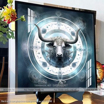 file tranh con giap treo tuong con trau suu 0358