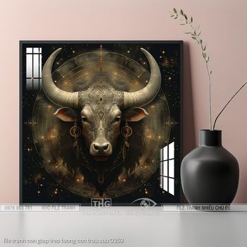 file tranh con giap treo tuong con trau suu 0359