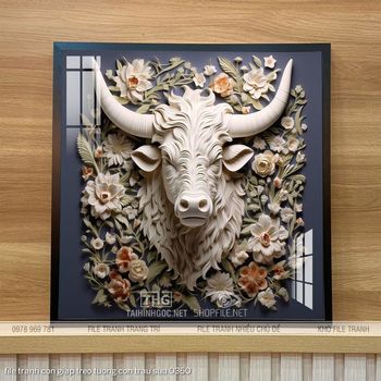 file tranh con giap treo tuong con trau suu 0360