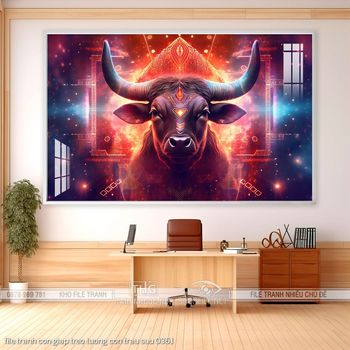 file tranh con giap treo tuong con trau suu 0361