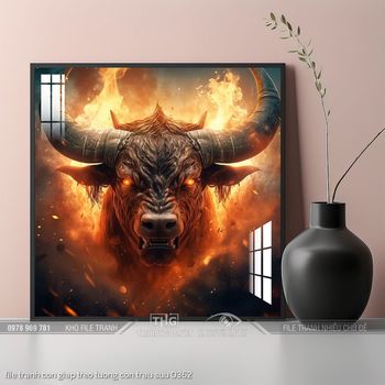 file tranh con giap treo tuong con trau suu 0362