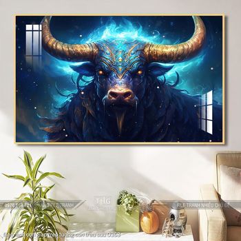 file tranh con giap treo tuong con trau suu 0363