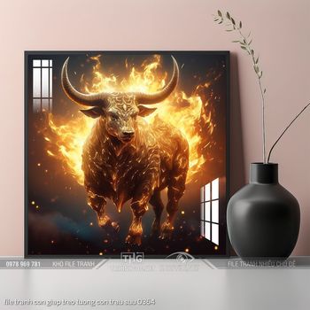 file tranh con giap treo tuong con trau suu 0364