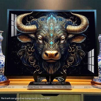 file tranh con giap treo tuong con trau suu 0367