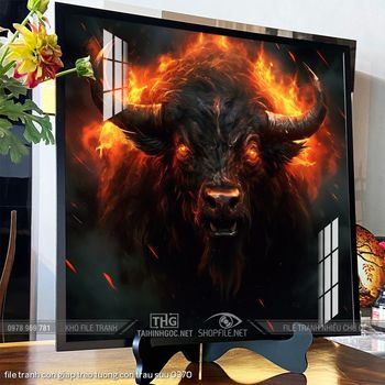 file tranh con giap treo tuong con trau suu 0370