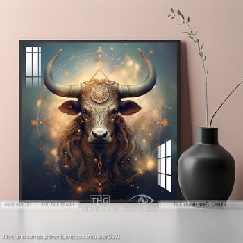 file tranh con giap treo tuong con trau suu 0371