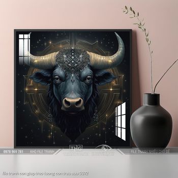 file tranh con giap treo tuong con trau suu 0372