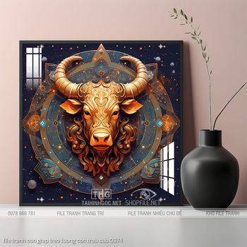 file tranh con giap treo tuong con trau suu 0374