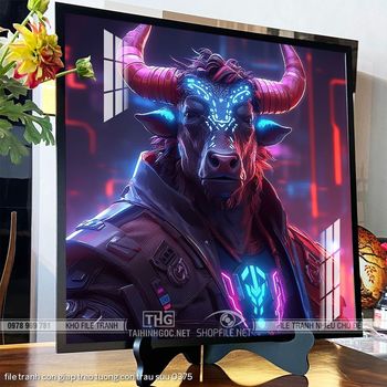 file tranh con giap treo tuong con trau suu 0375