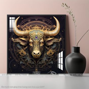 file tranh con giap treo tuong con trau suu 0377