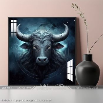 file tranh con giap treo tuong con trau suu 0380