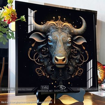 file tranh con giap treo tuong con trau suu 0381