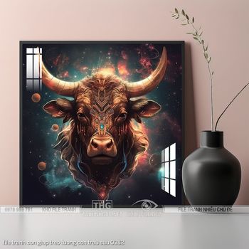 file tranh con giap treo tuong con trau suu 0382