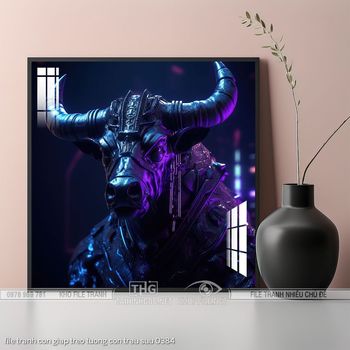 file tranh con giap treo tuong con trau suu 0384