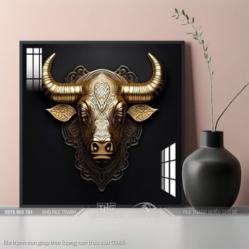 file tranh con giap treo tuong con trau suu 0385