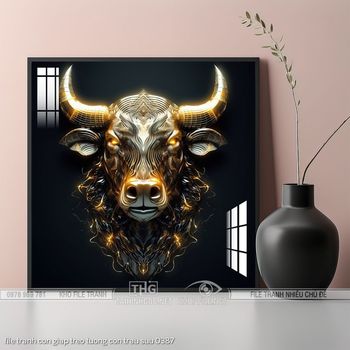 file tranh con giap treo tuong con trau suu 0387