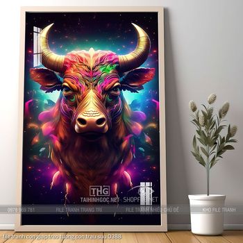 file tranh con giap treo tuong con trau suu 0388