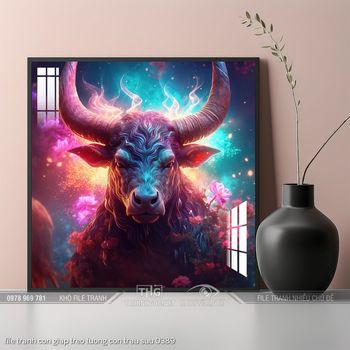 file tranh con giap treo tuong con trau suu 0389