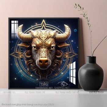 file tranh con giap treo tuong con trau suu 0390