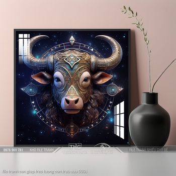 file tranh con giap treo tuong con trau suu 0391