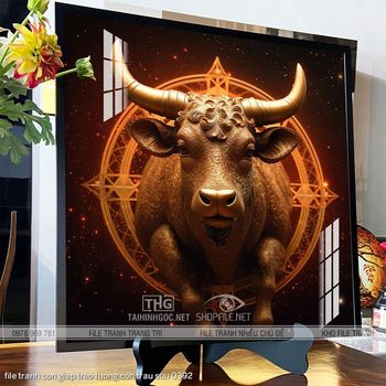 file tranh con giap treo tuong con trau suu 0392