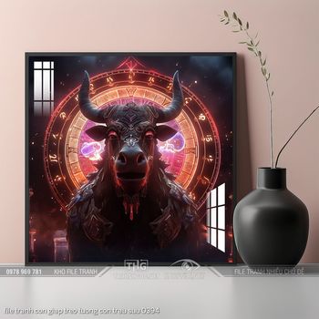 file tranh con giap treo tuong con trau suu 0394