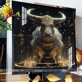 file tranh con giap treo tuong con trau suu 0395