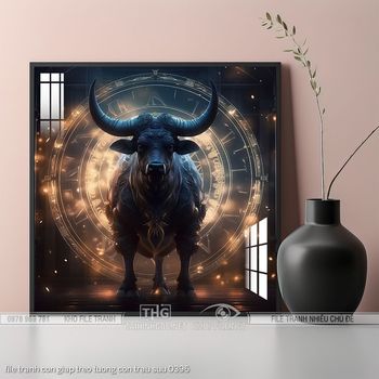 file tranh con giap treo tuong con trau suu 0396