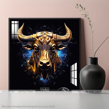 file tranh con giap treo tuong con trau suu 0398