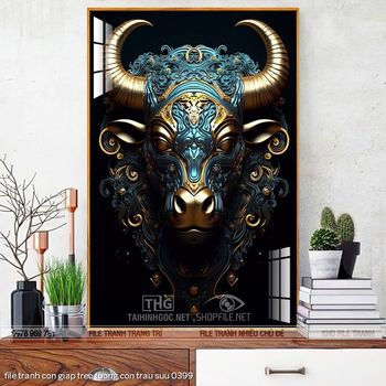 file tranh con giap treo tuong con trau suu 0399