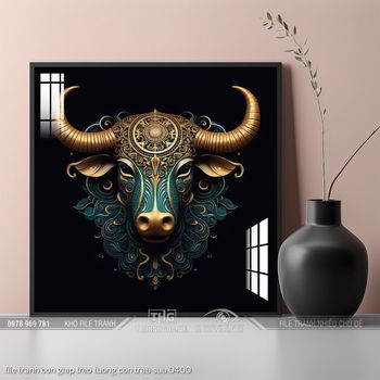 file tranh con giap treo tuong con trau suu 0400