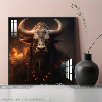 file tranh con giap treo tuong con trau suu 0402