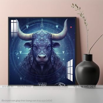 file tranh con giap treo tuong con trau suu 0405