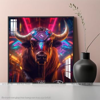 file tranh con giap treo tuong con trau suu 0406