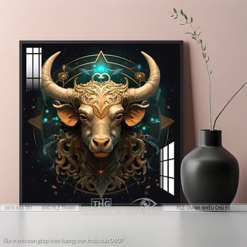 file tranh con giap treo tuong con trau suu 0407