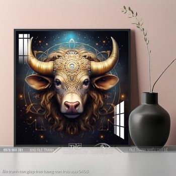 file tranh con giap treo tuong con trau suu 0408