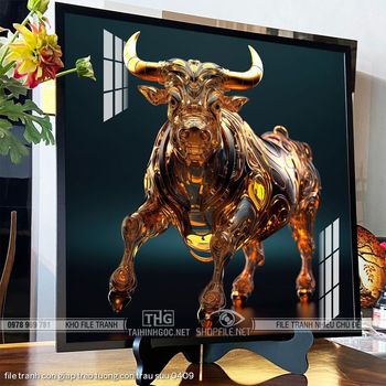 file tranh con giap treo tuong con trau suu 0409