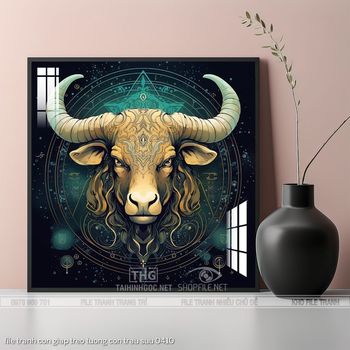 file tranh con giap treo tuong con trau suu 0410