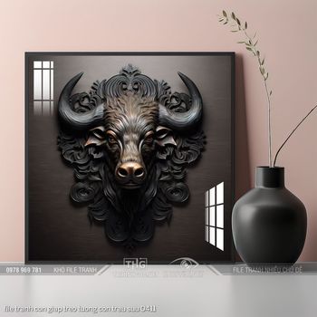 file tranh con giap treo tuong con trau suu 0411