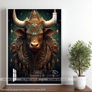 file tranh con giap treo tuong con trau suu 0412